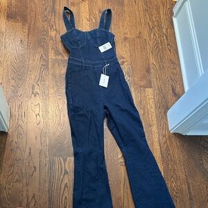 Good American Dark Blue Denim Overalls